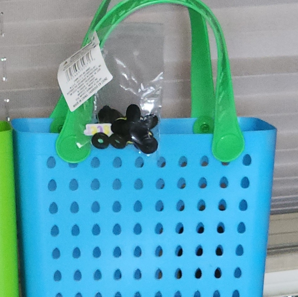VIRAL Blue Mini Easter Reusable Basket Bag Tote With Charms